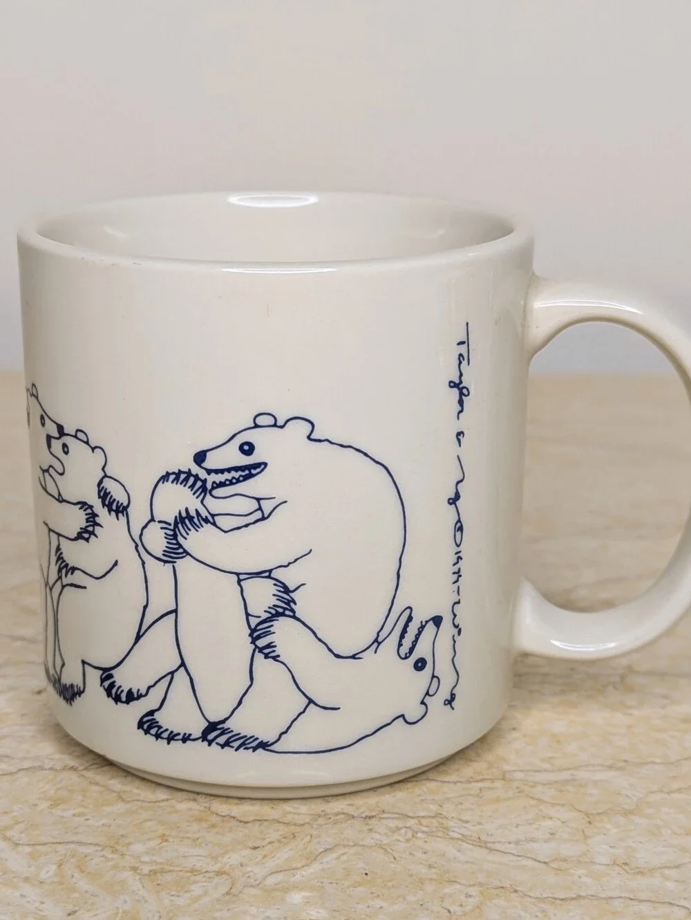 Vintage Taylor & NG Naughty Sexy Bears Orgy Blue Grey White Coffee Mug Cup
